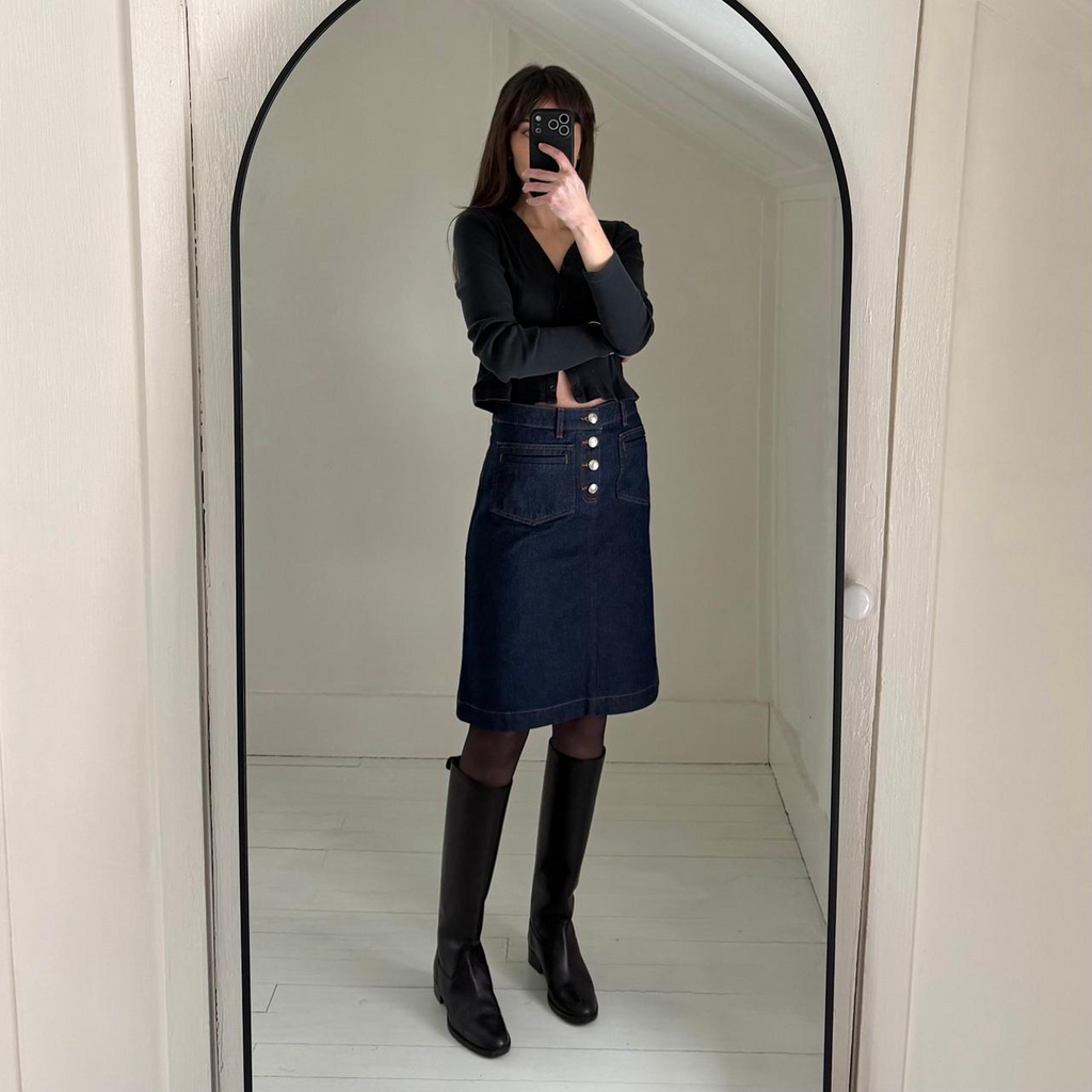 APC Michelle Denim Jupe Skirt in Indigo Delave Size EU 40