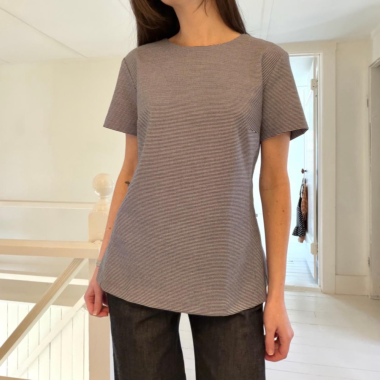 Ann Taylor Houndstooth Structured Short Sleeve Top Size 6