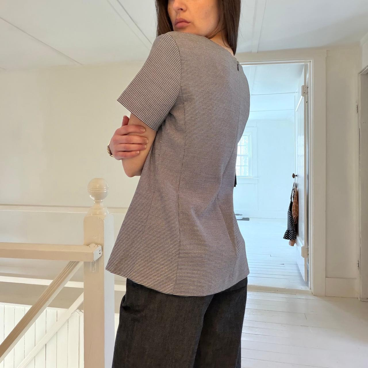 Ann Taylor Houndstooth Structured Short Sleeve Top Size 6