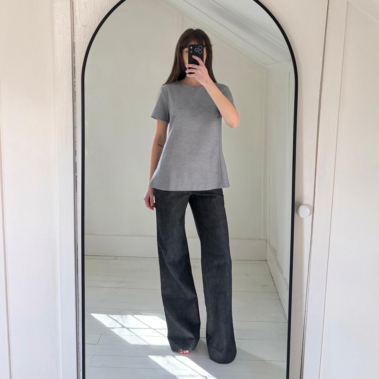 Ann Taylor Houndstooth Structured Short Sleeve Top Size 6