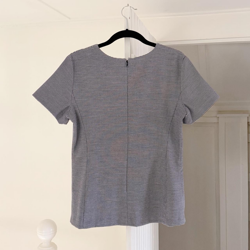 Ann Taylor Houndstooth Structured Short Sleeve Top Size 6