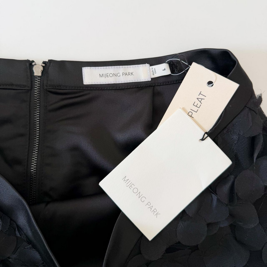 Mijeong Park Sheer Appliqued Midi Skirt in Black NWT Size L