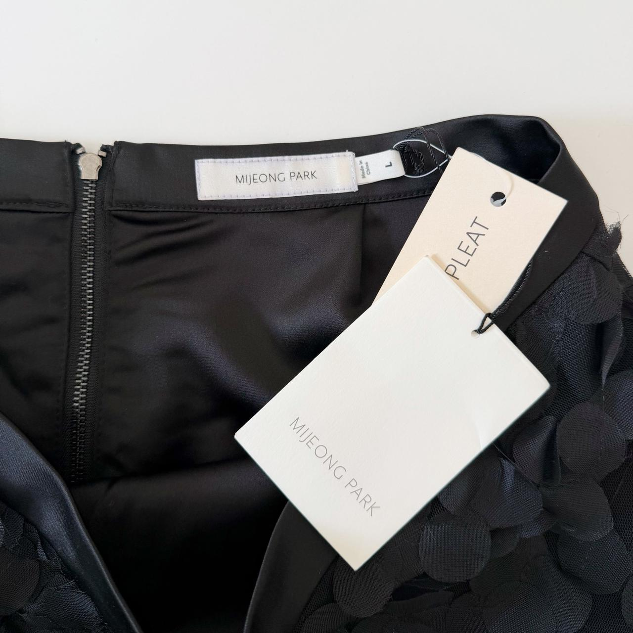 Mijeong Park Sheer Appliqued Midi Skirt in Black NWT Size L