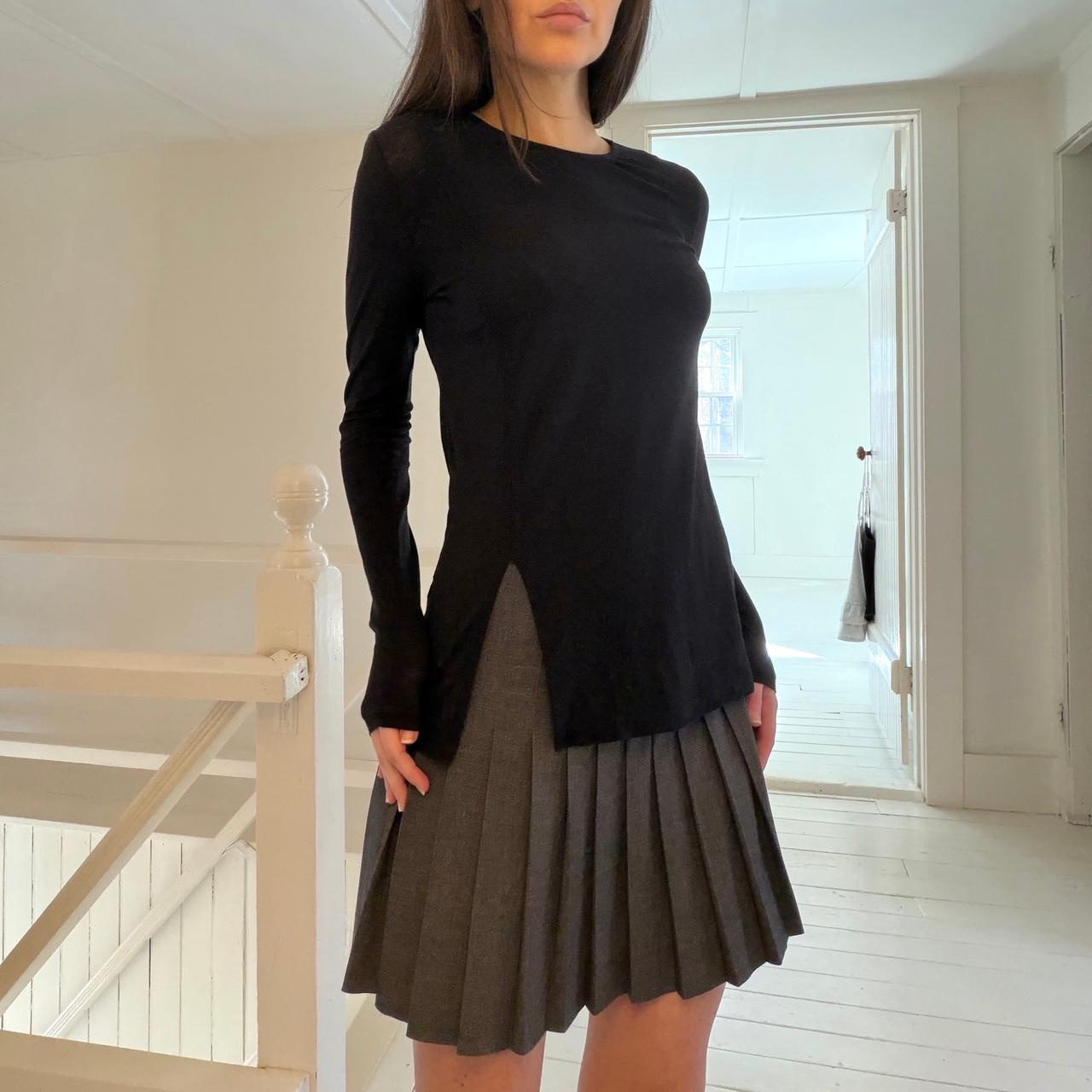 W by Worth Knit Asymmetric Slit Long Sleeve Top Size P
