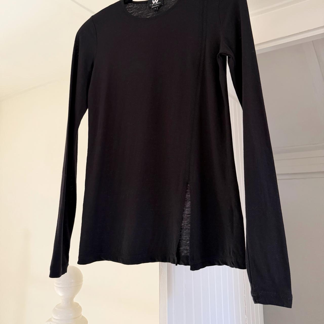 W by Worth Knit Asymmetric Slit Long Sleeve Top Size P