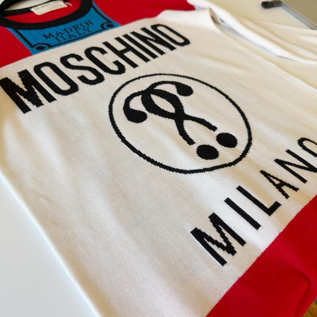 Moschino / The Vintage Twin Y2K Logo Oversized Intarsia Wool Sweater Dress