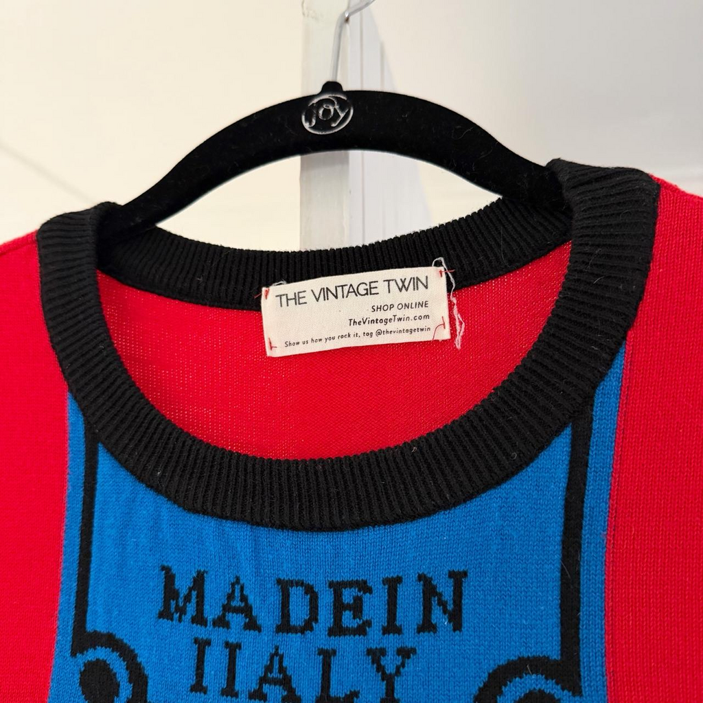 Moschino / The Vintage Twin Y2K Logo Oversized Intarsia Wool Sweater Dress