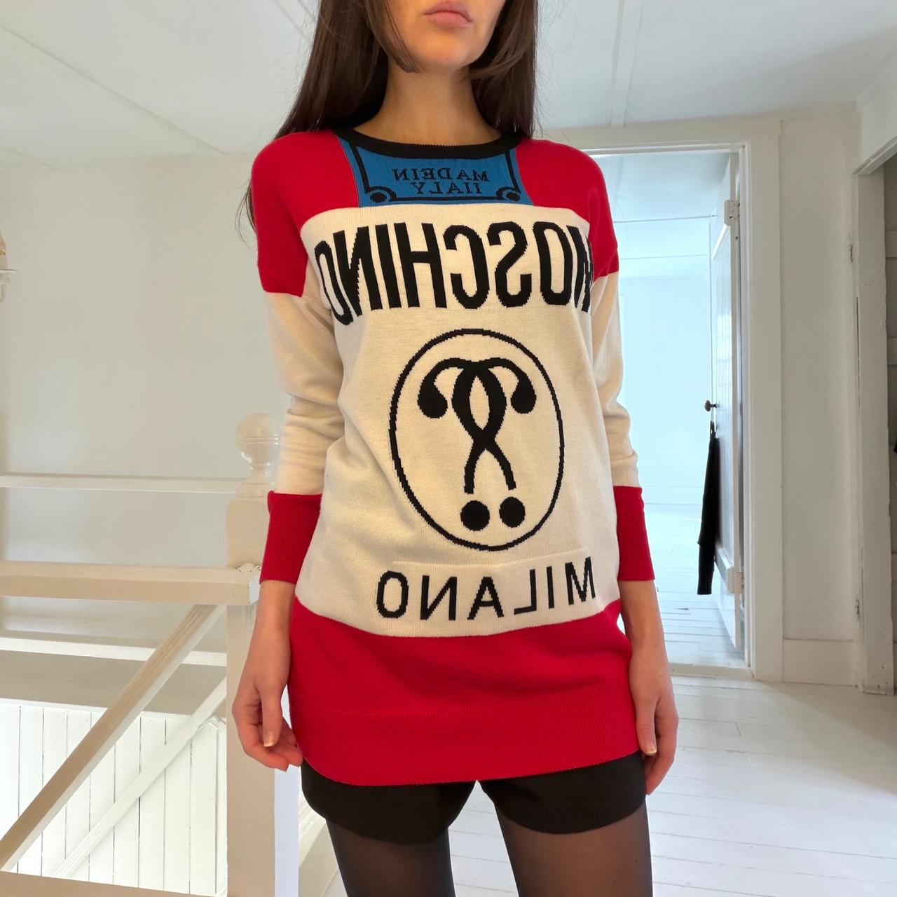 Moschino / The Vintage Twin Y2K Logo Oversized Intarsia Wool Sweater Dress
