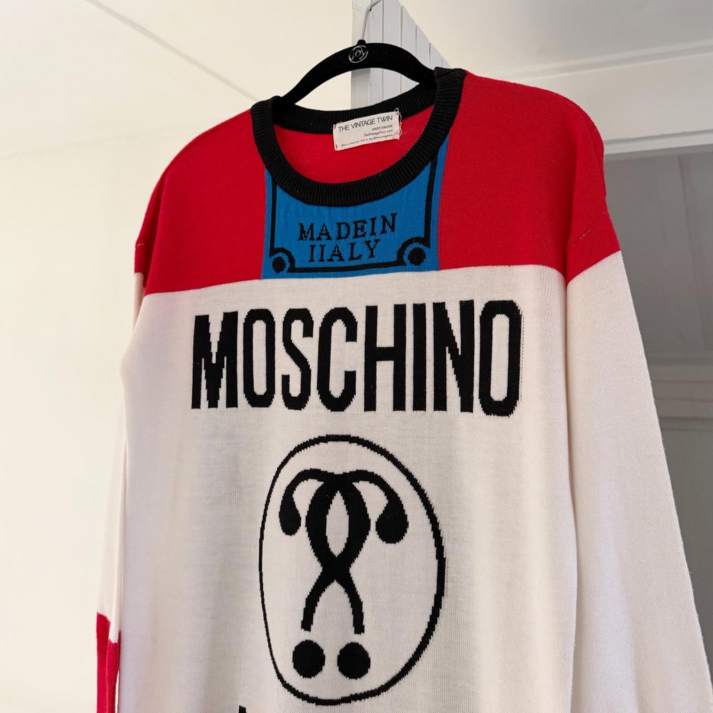 Moschino / The Vintage Twin Y2K Logo Oversized Intarsia Wool Sweater Dress