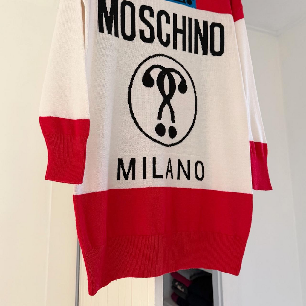 Moschino / The Vintage Twin Y2K Logo Oversized Intarsia Wool Sweater Dress