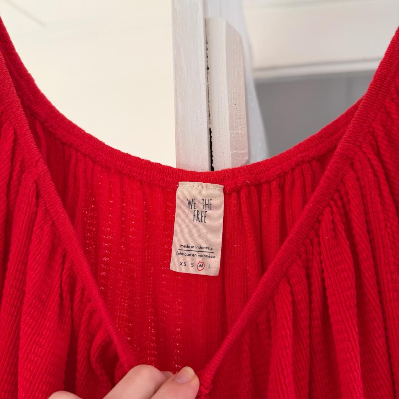 We The Free / Free People Mint Julep Off Shoulder Peasant Top Cherry Red Size M