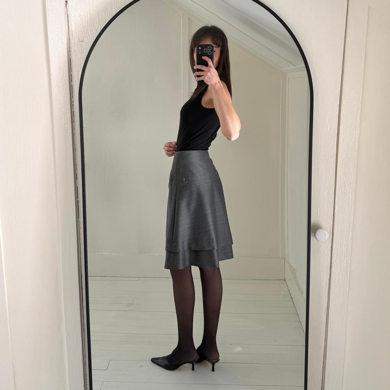 Brunello Cucinelli Vintage 90s Wool Silk Pleated Mini Pencil Skirt Size 8