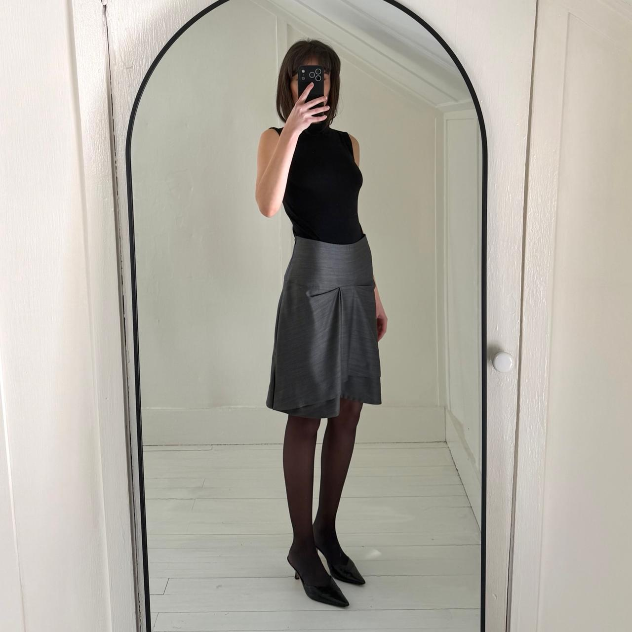 Brunello Cucinelli Vintage 90s Wool Silk Pleated Mini Pencil Skirt Size 8