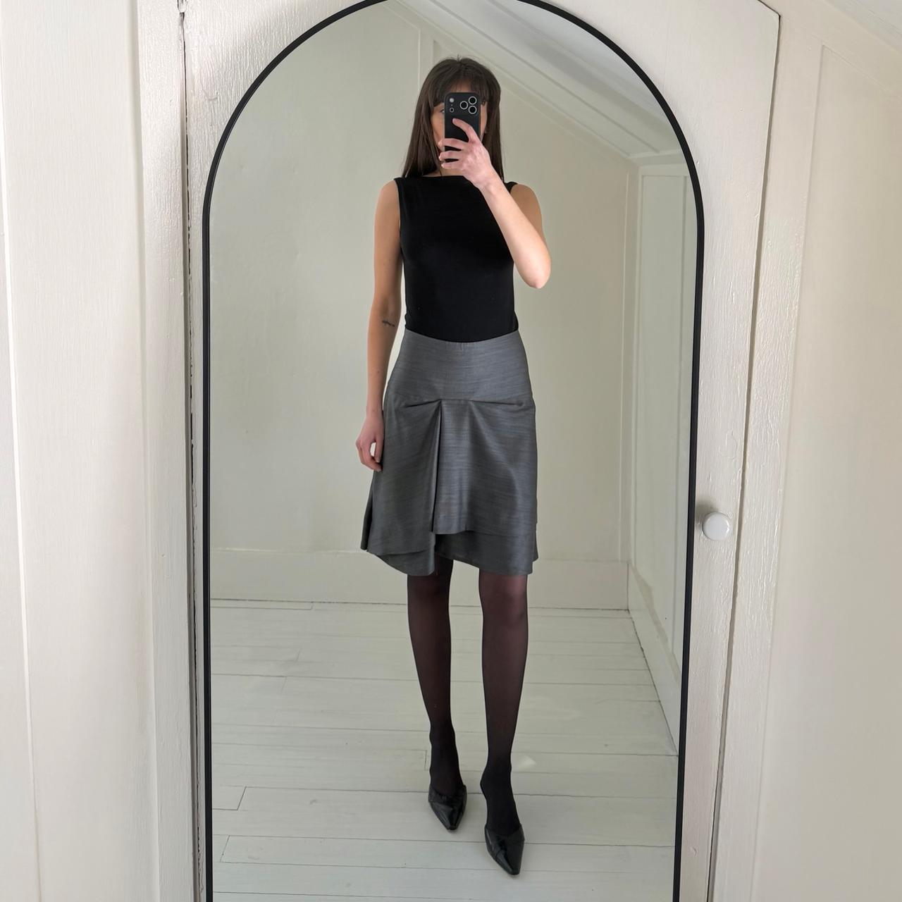 Brunello Cucinelli Vintage 90s Wool Silk Pleated Mini Pencil Skirt Size 8