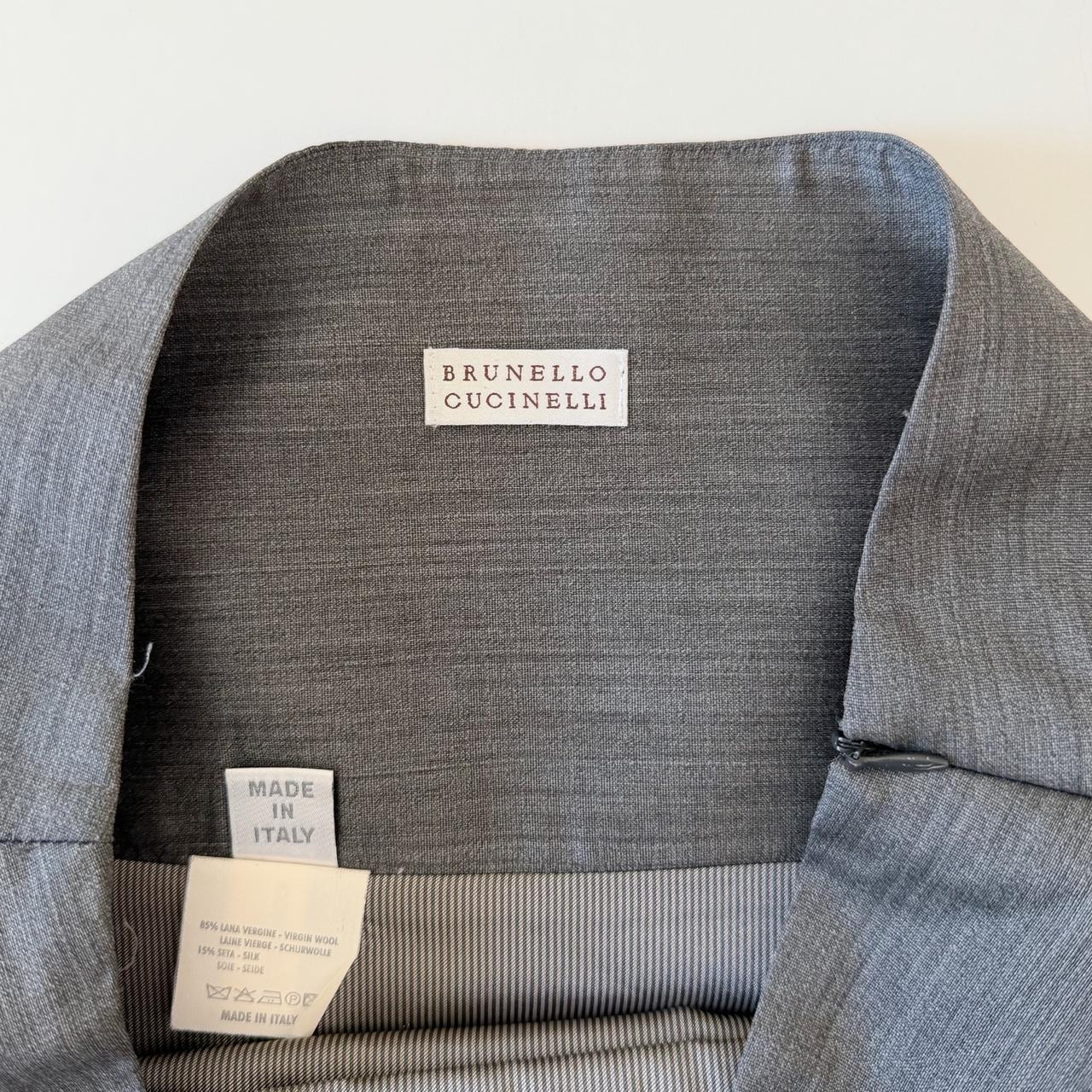 Brunello Cucinelli Vintage 90s Wool Silk Pleated Mini Pencil Skirt Size 8