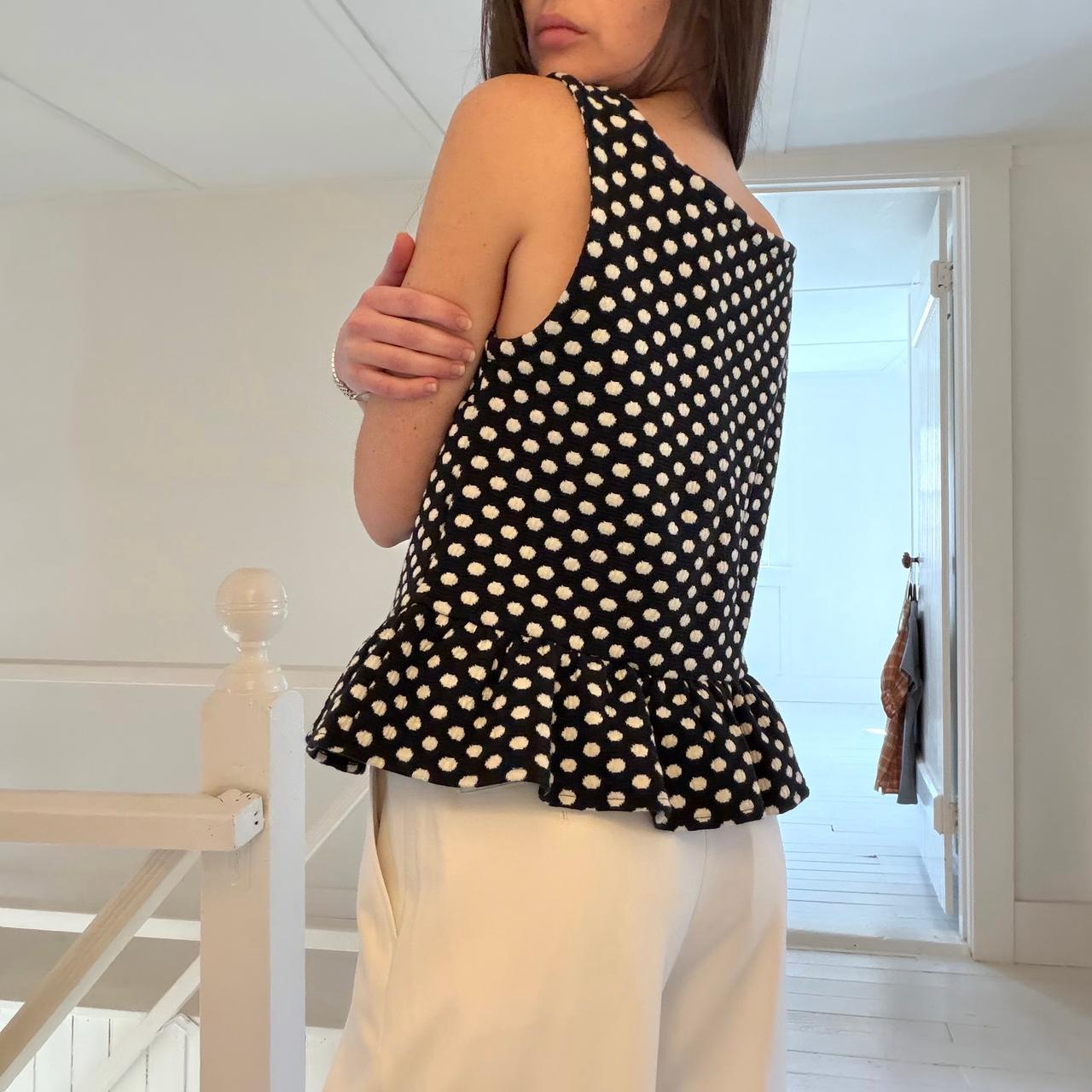 Ann Taylor Polka Dot Square Neck Peplum Tank Top Size M