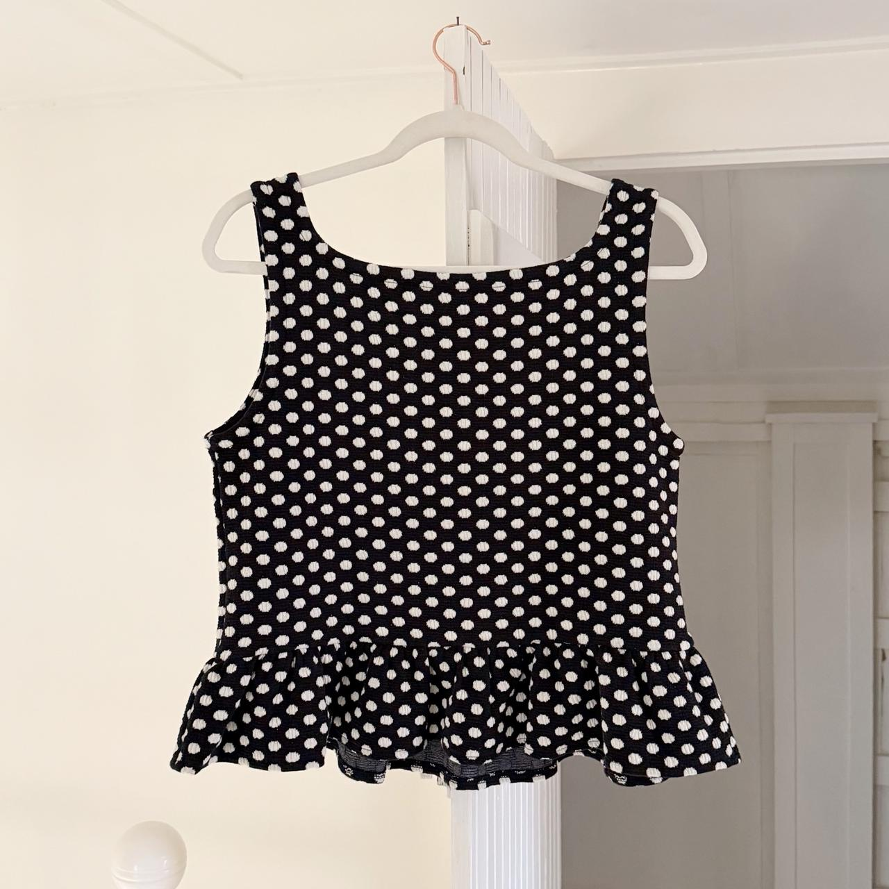 Ann Taylor Polka Dot Square Neck Peplum Tank Top Size M