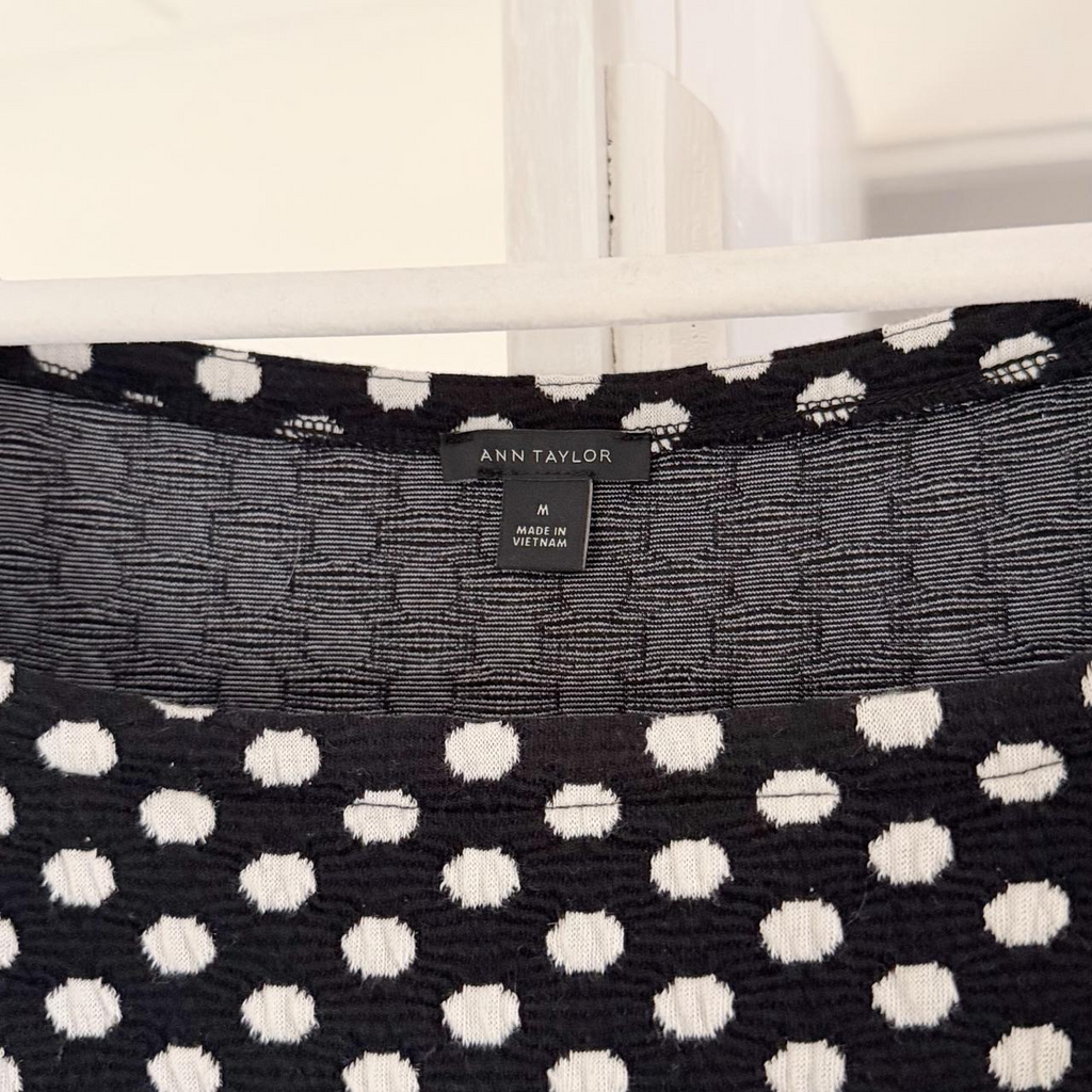Ann Taylor Polka Dot Square Neck Peplum Tank Top Size M