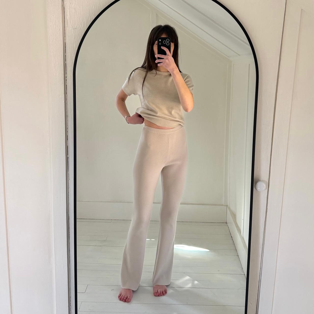 Wayf ‘98 Antonio Ribbed Knit Flare Pants in Ecru Size XS