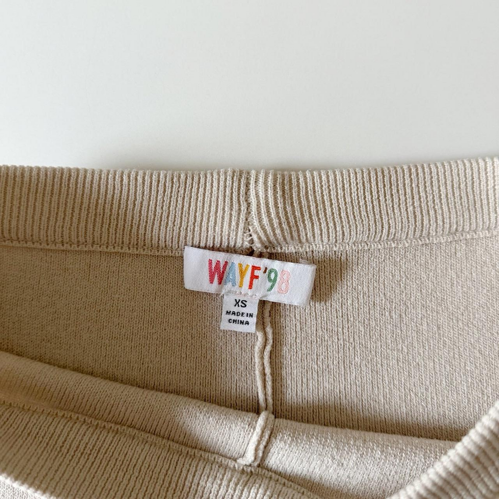 Wayf ‘98 Antonio Ribbed Knit Flare Pants in Ecru Size XS