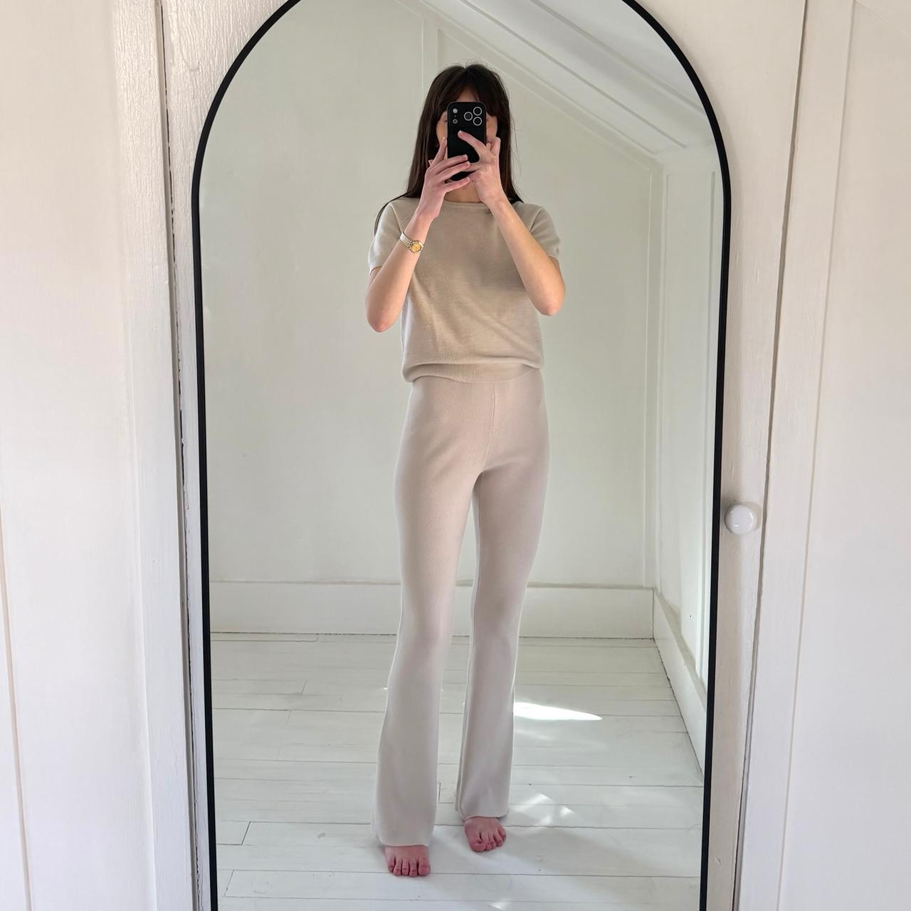 Wayf ‘98 Antonio Ribbed Knit Flare Pants in Ecru Size XS