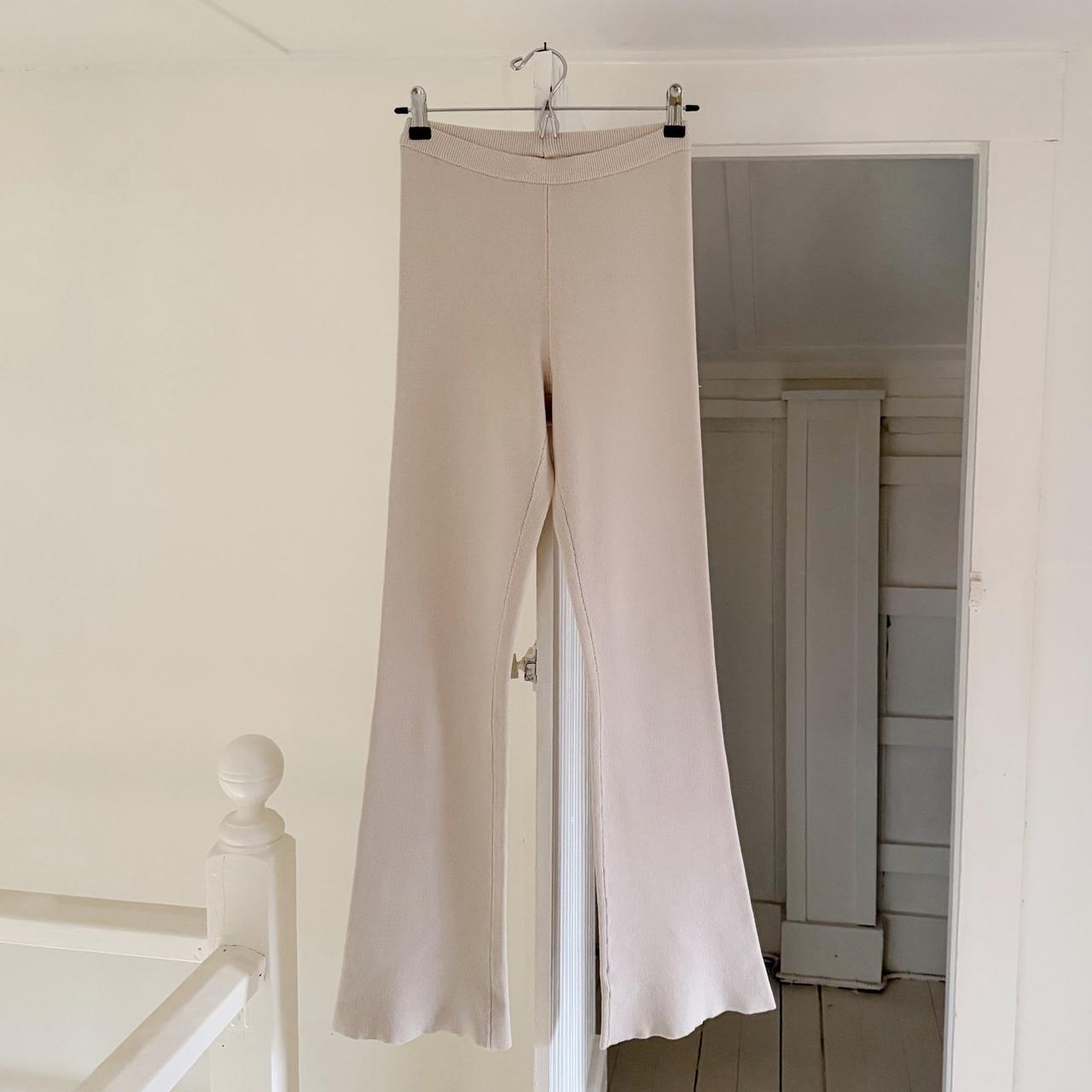 Wayf ‘98 Antonio Ribbed Knit Flare Pants in Ecru Size XS