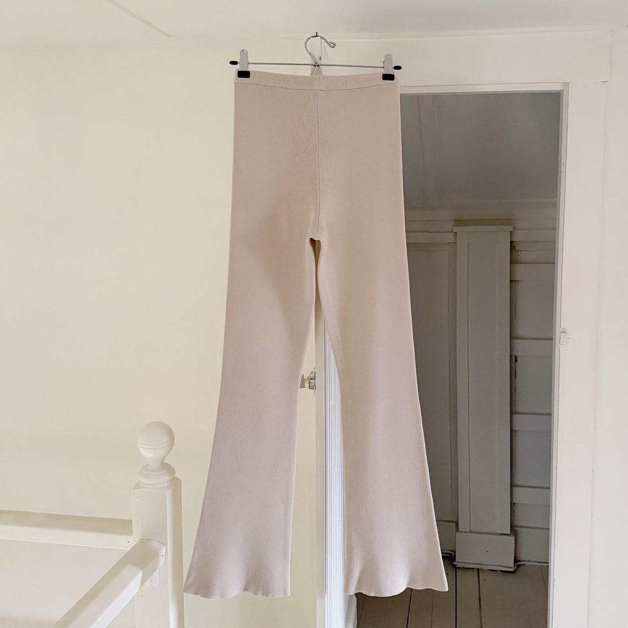 Wayf ‘98 Antonio Ribbed Knit Flare Pants in Ecru Size XS